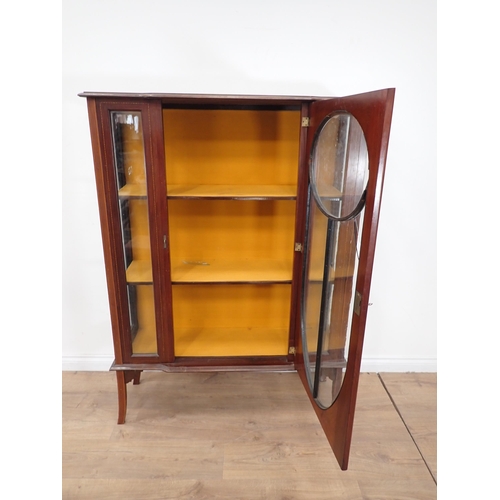 395 - An Edwardian mahogany and inlaid Display Cabinet fitted single door A/F 4ft 9in H x 3ft 6in W