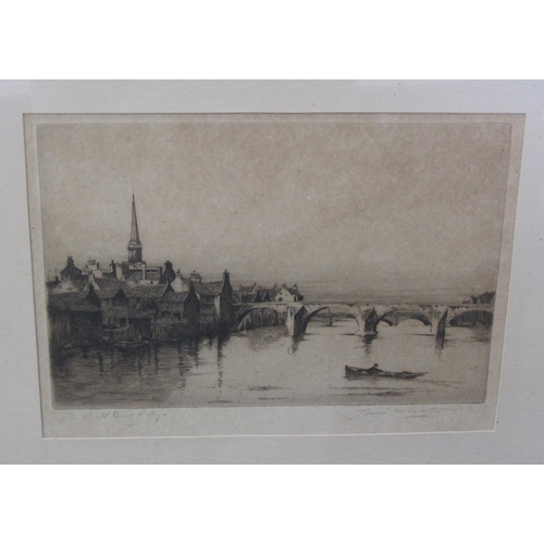 405 - DAVID J. SMART, Windsor Castle, etching, pencil signed in lower margin, pl. 7¾ x 12in; one other etc... 