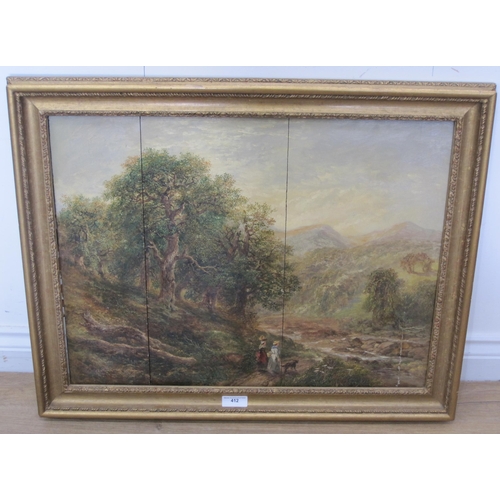 412 - HENRY HARRY LINES, 'Old Oaks, North Wales', signed, oil on three split panels, 20 x 26in, provenance... 