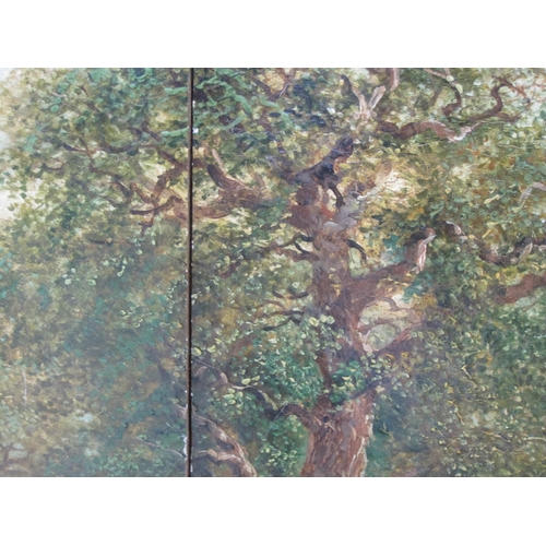 412 - HENRY HARRY LINES, 'Old Oaks, North Wales', signed, oil on three split panels, 20 x 26in, provenance... 