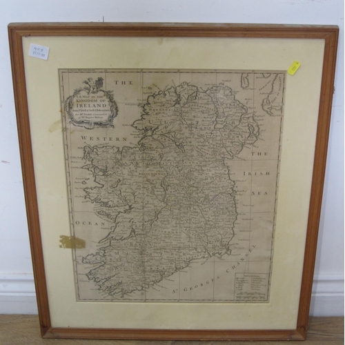 419 - 'A Map of the Kingdom of Ireland', printed  Map, originally published c.1730, 19 x 15in; together wi... 