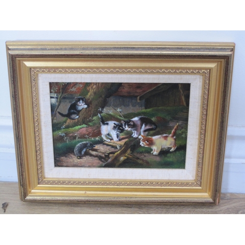 433 - ENGLISH SCHOOL, 20th CENTURY. 'A Curious Encounter', oil on board, 4½ x 6½in; and an oil painting by... 