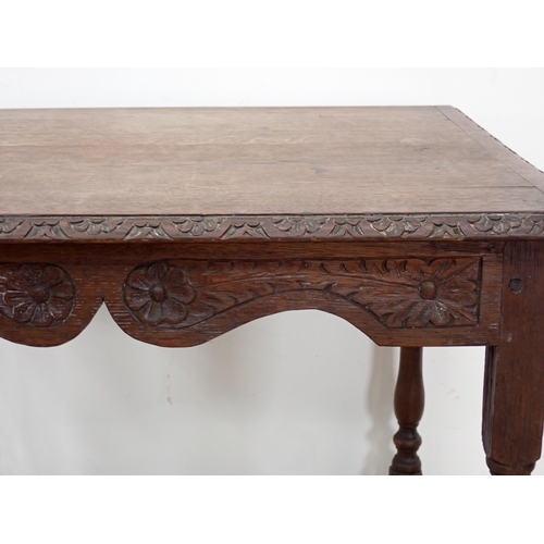 445 - A carved oak square Side Table 2ft 2in H x 2ft 1in W