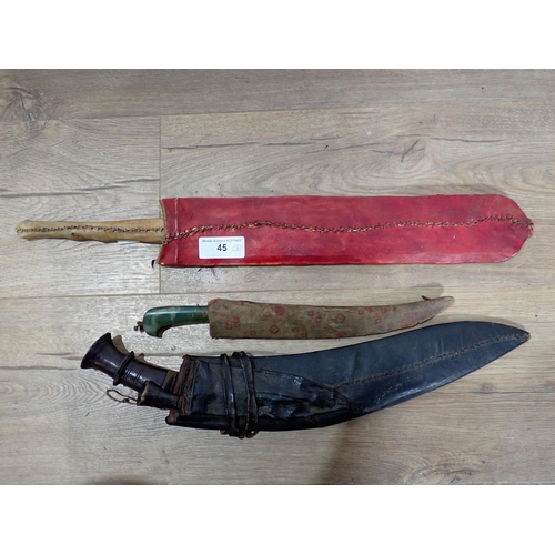 45 - A Kukri and two African Knives