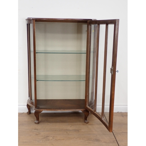 465 - A walnut veneered Display Cabinet 3ft 6in H x 2ft 6in W