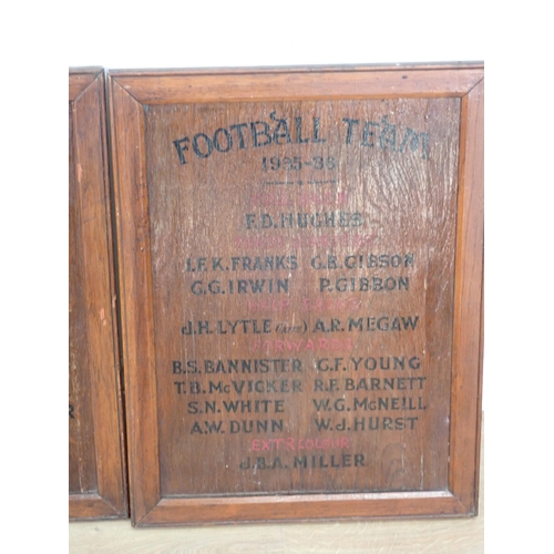 483 - Two oak hand painted 1930's Football Team Player's Signs