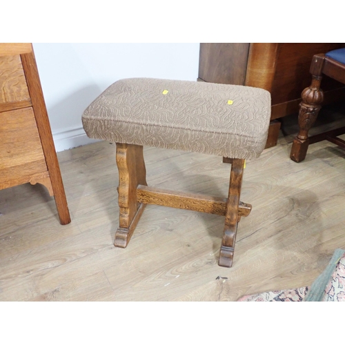 498 - An oak Chest of three drawers, a G-Plan type Coffee Table, Corner Shelves and oak Stool