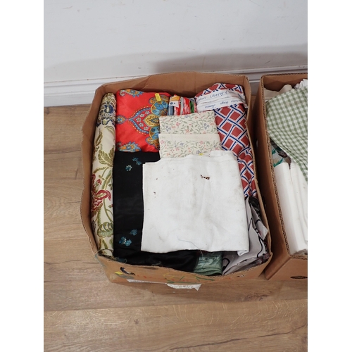 503 - Three boxes of Textiles including Liberty's Fabric, Shawls and Table Linen