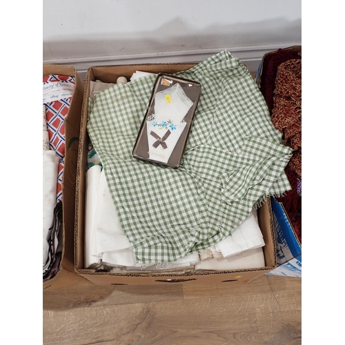 503 - Three boxes of Textiles including Liberty's Fabric, Shawls and Table Linen