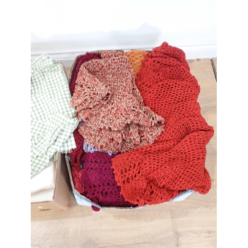 503 - Three boxes of Textiles including Liberty's Fabric, Shawls and Table Linen