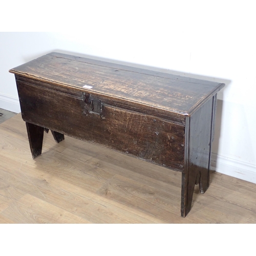 508 - A 17th Century oak six plank Chest with channel moulded design and original lock 3ft 6in W x 1ft 11i... 