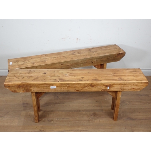 53A - A pair of modern pine Refectory Benches 4ft W x 1ft 6in H