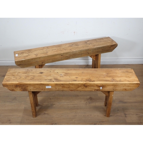 53A - A pair of modern pine Refectory Benches 4ft W x 1ft 6in H