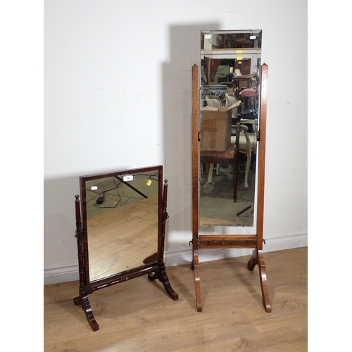 56 - A Georgian style mahogany Dressing Mirror and an oak Cheval Dressing Mirror