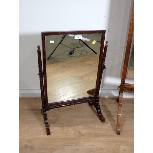 56 - A Georgian style mahogany Dressing Mirror and an oak Cheval Dressing Mirror