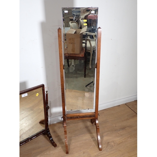 56 - A Georgian style mahogany Dressing Mirror and an oak Cheval Dressing Mirror