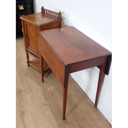 59 - A 19th Century mahogany Pembroke Table fitted single end drawer and an Edwardian Pot Cupboard