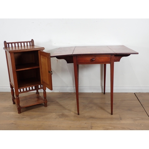 59 - A 19th Century mahogany Pembroke Table fitted single end drawer and an Edwardian Pot Cupboard