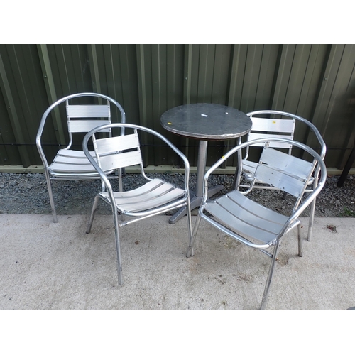 622 - A metal Bistro Table and four Chairs