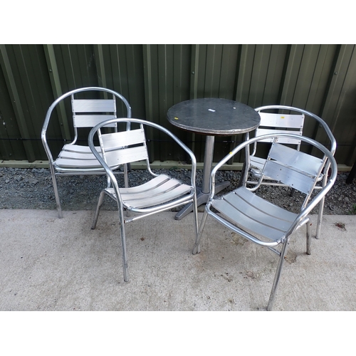 622 - A metal Bistro Table and four Chairs