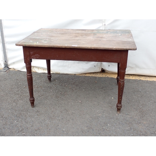 632 - A pine Farmhouse Table on turned painted legs