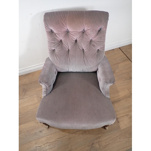 72 - A Victorian lavender upholstered button back Chair