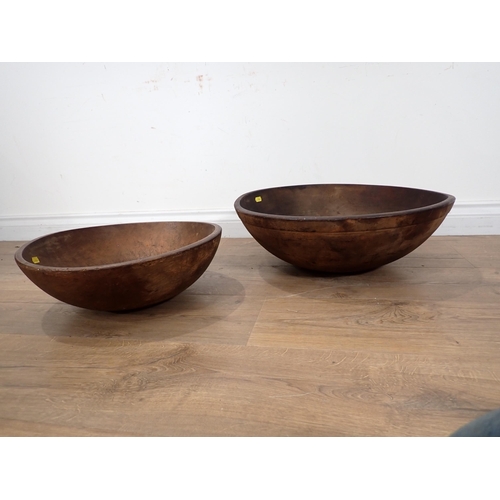 75 - Two treen sycamore Dairy Bowls