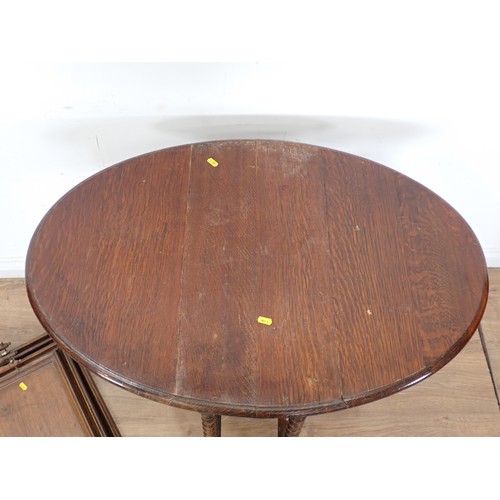 54 - An oak dropleaf Table, Bed Tray, Card Table and Overmantel Mirror