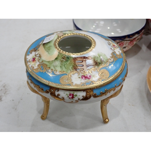 331 - A Chinese Ginger Jar, Plate and matching Comport, Cups and Saucers, a Noritake Bowl and Cover