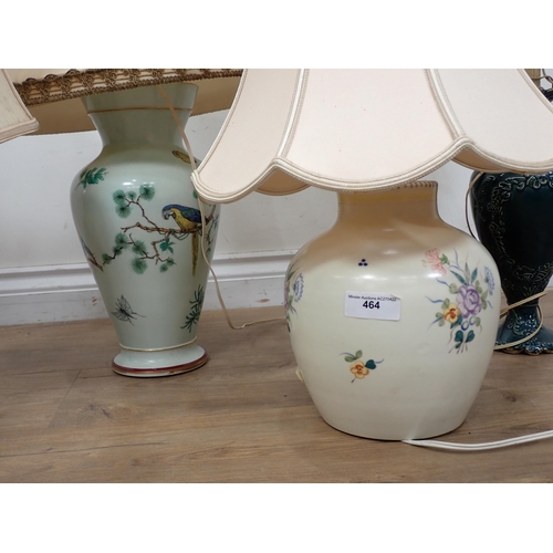 464 - A Poole pottery Table Lamp and shade and four other Table Lamps and shades (one A/F), failed PAT