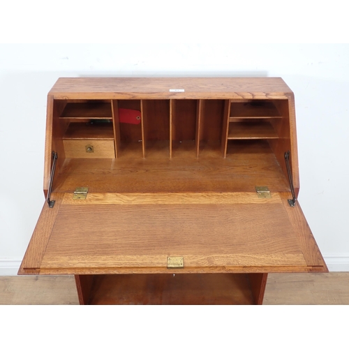 471 - An oak Bureau with shelves beneath 3ft 3in H x 2ft 6in W