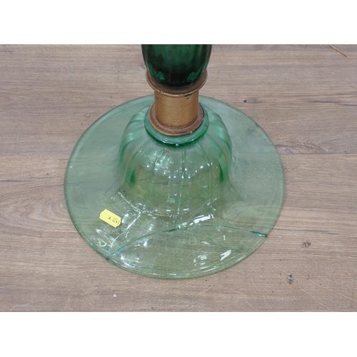 234 - A green glass floor floor standing Vase A/F 4ft H