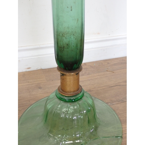 234 - A green glass floor floor standing Vase A/F 4ft H