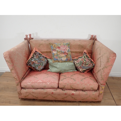 262 - A pink upholstered Knowle Settee 5ft 2in W x 2ft 11in H