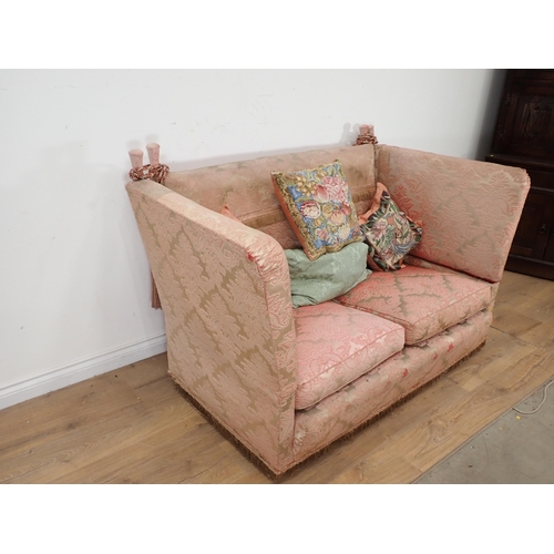 262 - A pink upholstered Knowle Settee 5ft 2in W x 2ft 11in H