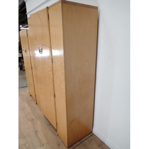 321 - An Art Deco birdseye maple Bedroom suite comprising two Wardrobes