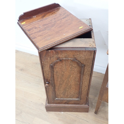 1 - A mahogany Pot Cupboard and an Edwardian mahogany and inlaid Side Table fitted single drawer (lackin... 