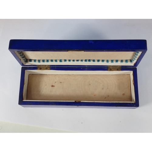 10 - Two antique blue lacquered Boxes A/F and a Sykes Hydrometer A/F