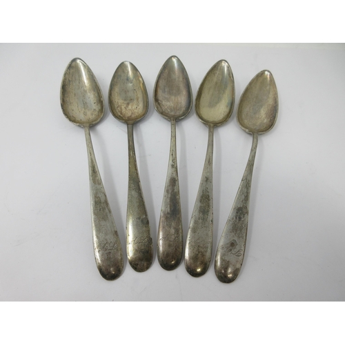 116 - Five Austrian silver Table Spoons, Old English pattern engraved initials A.L.