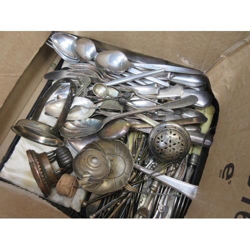 127 - Four plated Pepperettes, boxed, Swizzle Stick and sundry Cutlery, Knife Sharpener, etc