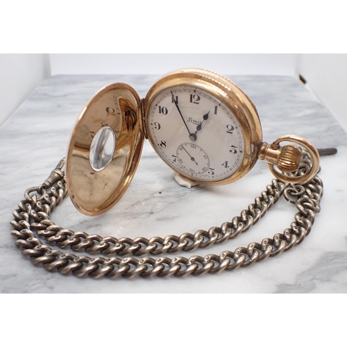 151 - A half Hunter Pocket Watch in gold plated case by Limit and a graduated silver watch Albert and a si... 