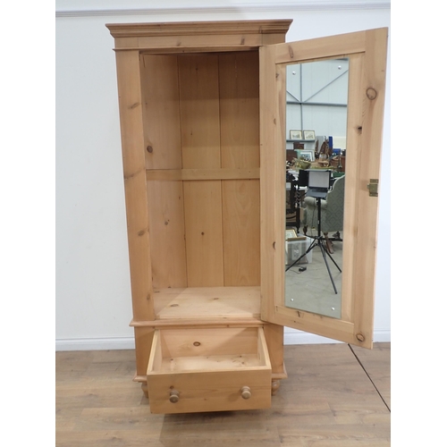 19 - A pine single door Wardrobe fitted single drawer to base 6ft 8in H x 2ft 11in W