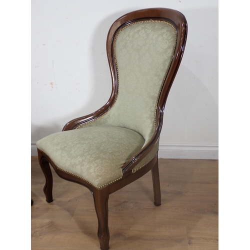 255 - A Victorian mahogany framed pink upholstered spoon back Chair and a Victorian style Chair