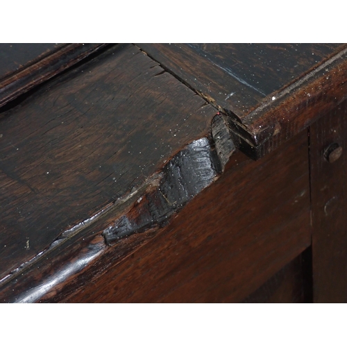 261 - An antique oak set of enclosed shelving with panelled front 3ft 3in H x 2ft 7in W