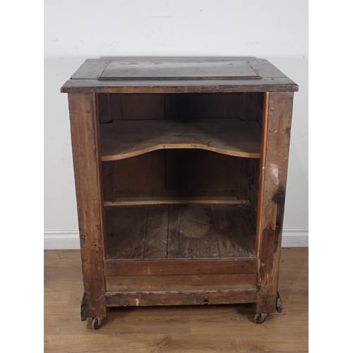 261 - An antique oak set of enclosed shelving with panelled front 3ft 3in H x 2ft 7in W