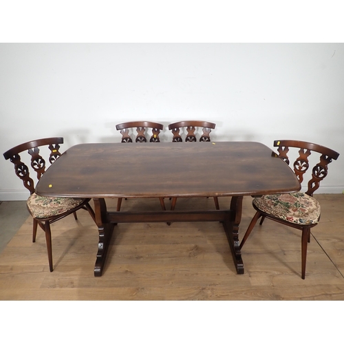 263 - An Ercol Refectory Table 5ft W x 2ft 4in H and four wheelback Chairs