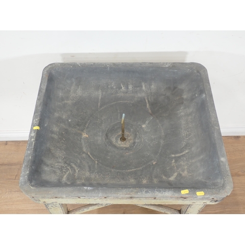 286 - An antique painted and lead lined sink with brass plug 2ft 6in H x 2ft 5in W