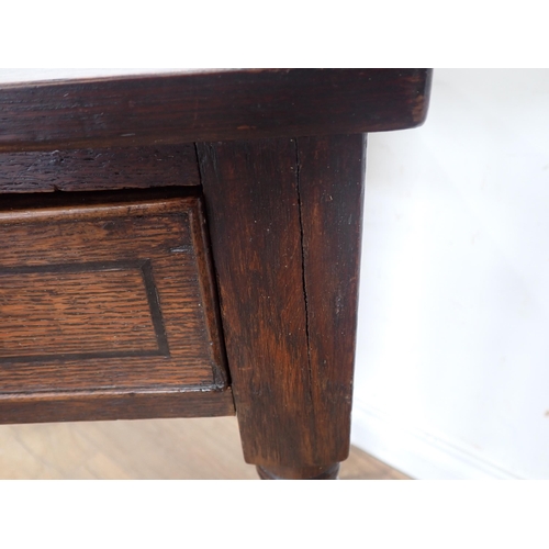 302 - A Regency style oak Side Table fitted two frieze drawers mounted upon fluted supports 3ft W x 2ft 5i... 