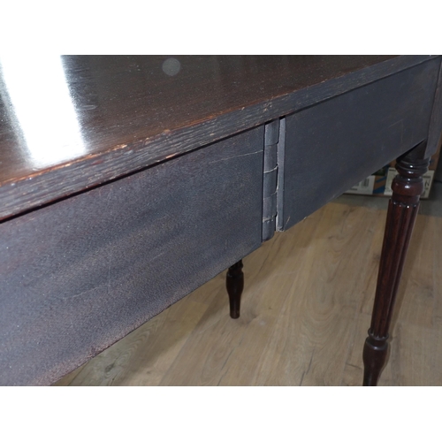 302 - A Regency style oak Side Table fitted two frieze drawers mounted upon fluted supports 3ft W x 2ft 5i... 