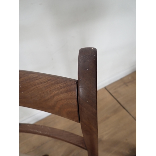 303 - A set of 19th Century mahogany bar-back Dining Chairs on ring turned front supports including one ca... 